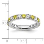 14k White Gold 1 1/5 carat Lab Grown Diamond VS/SI+ G+ and Lab Created Yellow Sapphire Size 8 Eternity Band - Image 6