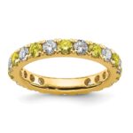 14k 1 carat Lab Grown Diamond VS/SI+ G+ and Lab Created Yellow Sapphire Size 4 Eternity Band