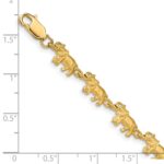 14K Satin Diamond-cut Elephant 7 inch Bracelet - Image 3