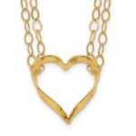 14K Double Strand Heart Pendant 16 inch Necklace Plus 2 inch Extender