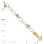 14k Two-tone Diamond-cut Puffed Stars and Oval Link 7.25 inch Bracelet - Image 3