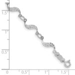 14k White Gold Diamond-cut Wavy Link 7.5 inch Bracelet - Image 4