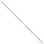 14k White Gold Polished and Textured Oval and Bar Link 7.25 inch Bracelet - Image 2