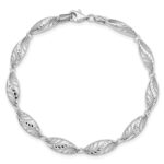 14k White Gold Oval Filigree Diamond-cut 7.25 inch Bracelet - Image 5