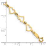 14K Polished Flat Open Hearts 7.5 inch Bracelet - Image 3