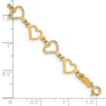 14K Flat Diamond -cut and Polished Open Hearts 7.25 inch Bracelet - Image 3