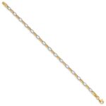 14k Two-tone Polished Oval Cable Link 7.25 inch Bracelet - Image 2