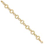 14k Polished and Textured 12mm Fancy Circle Link 7.25 inch Bracelet - Image 2