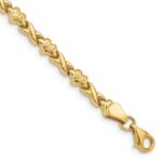 14k Polished Diamond-cut X-and-Heart 7 inch Bracelet