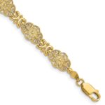 14K Polished and Textured Fancy Floral Link 7.5 inch Bracelet