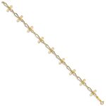 14K Diamond-cut Open Cross 7.5 inch Bracelet - Image 2