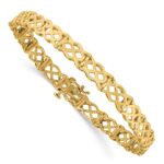 14K Polished Criss Cross Link 7.5 inch Bracelet - Image 3