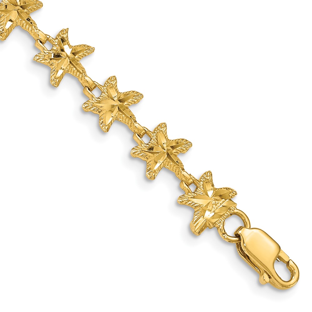FB1533-7.jpg 14K Diamond-cut Starfish 7 inch Bracelet - Image 1