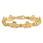 14k Polished Claddagh Link 7 inch Bracelet - Image 4