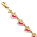 14K Pink and White Enameled 3-D Conch Shell 7.25 inch Bracelet
