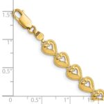 14K Polished Beaded Cut-out Hearts 7 inch Bracelet - Image 3