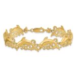 14k Polished Dolphin and Waves 7.5 inch Bracelet - Image 4