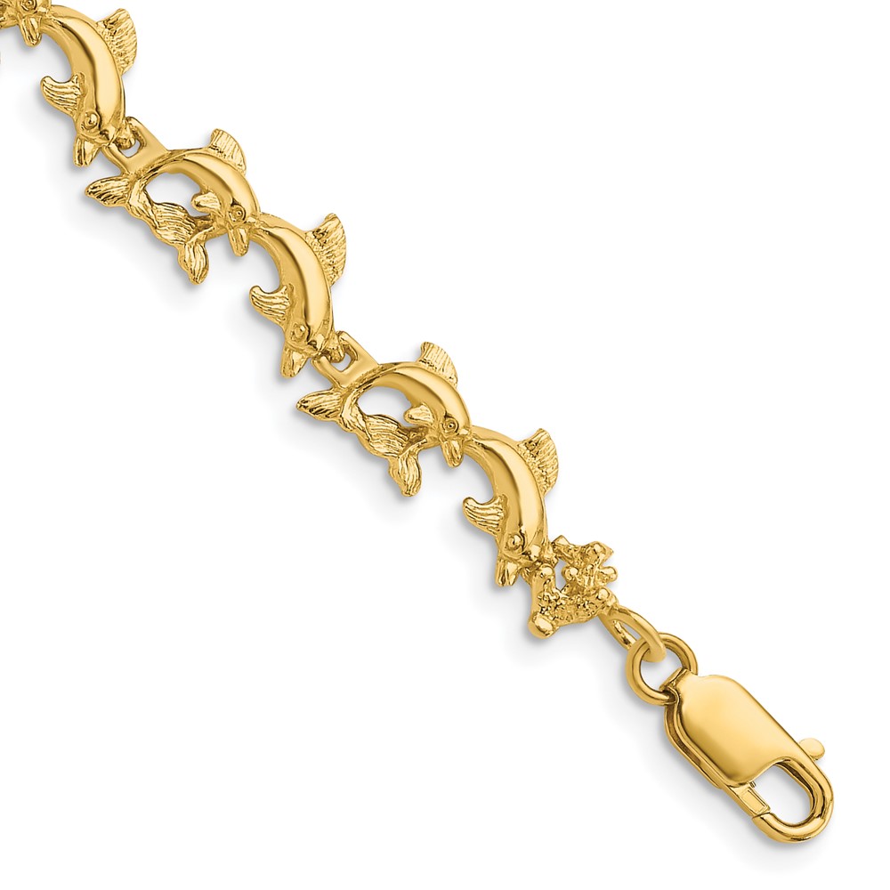 FB1602-7.25.jpg 14k Polished Dolphins 7.25 inch Bracelet - Image 1