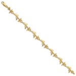 14K Polished and Textured Dolphin and Starfish 7.5 inch Bracelet - Image 2