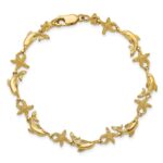 14K Polished and Textured Dolphin and Starfish 7.5 inch Bracelet - Image 4