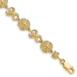 14K Polished Starfish and Sand Dollar 7 inch Bracelet