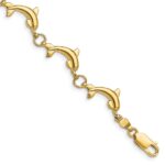 14k Polished Dolphin Link 7.5 inch Bracelet