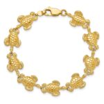 14K Polished and Textured Sea Turtle 7.25 inch Bracelet - Image 4