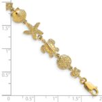 14K Polished Turtle/Sand Dollar/Shell/Starfish Link 8 inch Bracelet - Image 4