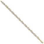 14K and White Rhodium Diamond-Cut Filigree Link 7.5 inch Bracelet - Image 2