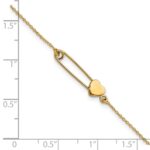 14K Safety Pin with Heart 7 inch Bracelet - Image 3