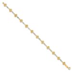 14K Two-tone Diamond-cut Hearts and Beads 7 inch Bracelet - Image 2