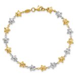 14k Two-tone Textured Puffed Stars 7.75 inch Bracelet - Image 4