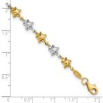 14k Two-tone Textured Puffed Stars 7.75 inch Bracelet - Image 3