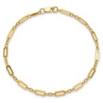 14K Polished Fancy Rectangle Link 7.5 inch Bracelet - Image 4