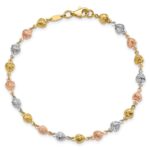 14K Tri-color Polished Diamond-Cut Hearts 7.5 inch Bracelet - Image 4