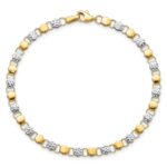 14K and White Rhodium Diamond-cut Fancy Link 7.5 inch Bracelet - Image 4