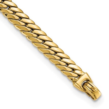 14k Polished 7.4mm Large Snake Chain 7.5 inch Bracelet