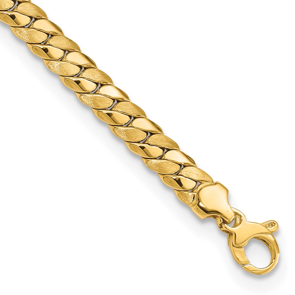 FB1933-7.75.jpg 14k Satin and Polished 6.5mm Fancy Curb Link 7.75 inch Bracelet - Image 1