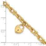 14K Polished Heart Lock Charm Fancy Link 7.5 inch Bracelet - Image 5
