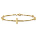 14k Mirror Beads and Cross 7.5 inch Bracelet - Image 3