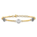 14K Two-tone Polished Compass/Anchor/Ships Wheel 7 inch Bracelet Plus 1 inch Extender - Image 3