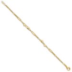 14K Polished Square Beads and Paperclip Link 7 inch Bracelet Plus 0.5 inch Extender - Image 2