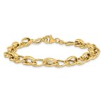 14k Polished and Textured 7mm Fancy Link 7.5 inch Bracelet - Image 3