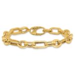 14K Polished and Textured 7.7mm Fancy Link 7.5 inch Bracelet - Image 3