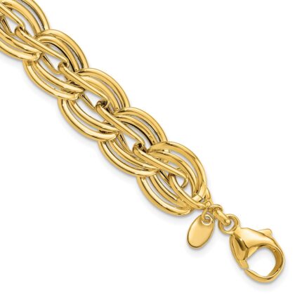 14k Polished 12mm Fancy Link 7.5 inch Bracelet