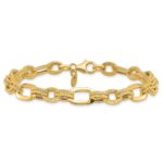 14K Polished and Textured 7.8mm Fancy Link 7.5 inch Bracelet - Image 3