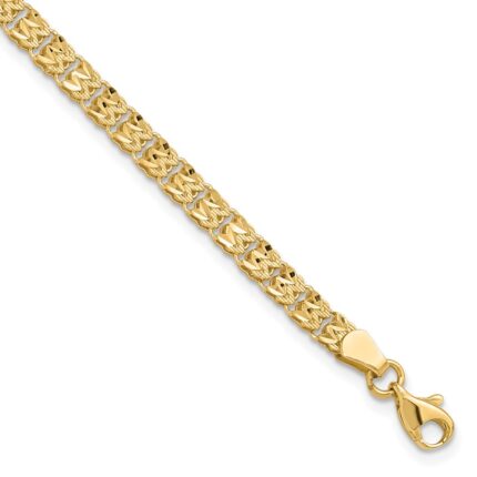 14K Polished and Diamond-cut 3.9mm Fancy Link 7.75 inch Bracelet