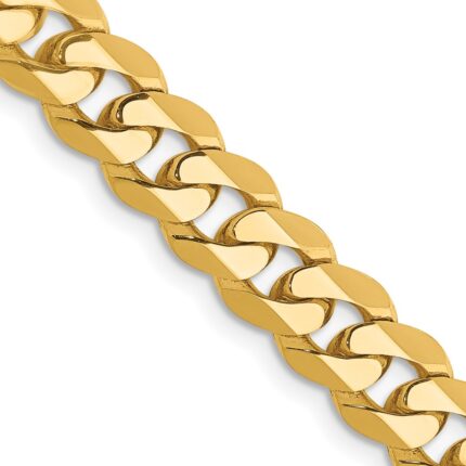 14K 7.25mm Flat Beveled Curb with Lobster Clasp Chain