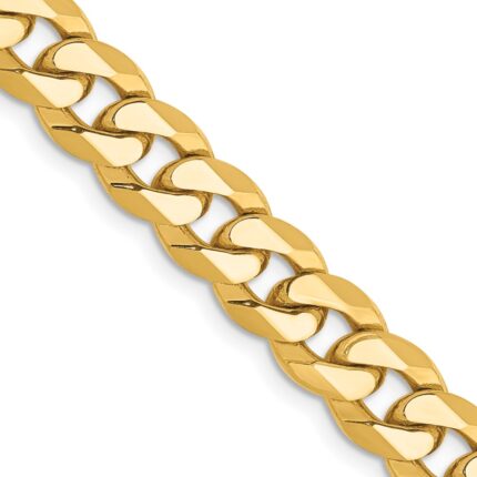 14K 8mm Flat Beveled Curb with Lobster Clasp Chain
