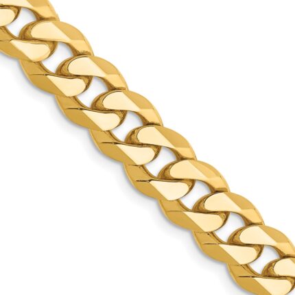 14K 8.5mm Flat Beveled Curb with Lobster Clasp Chain